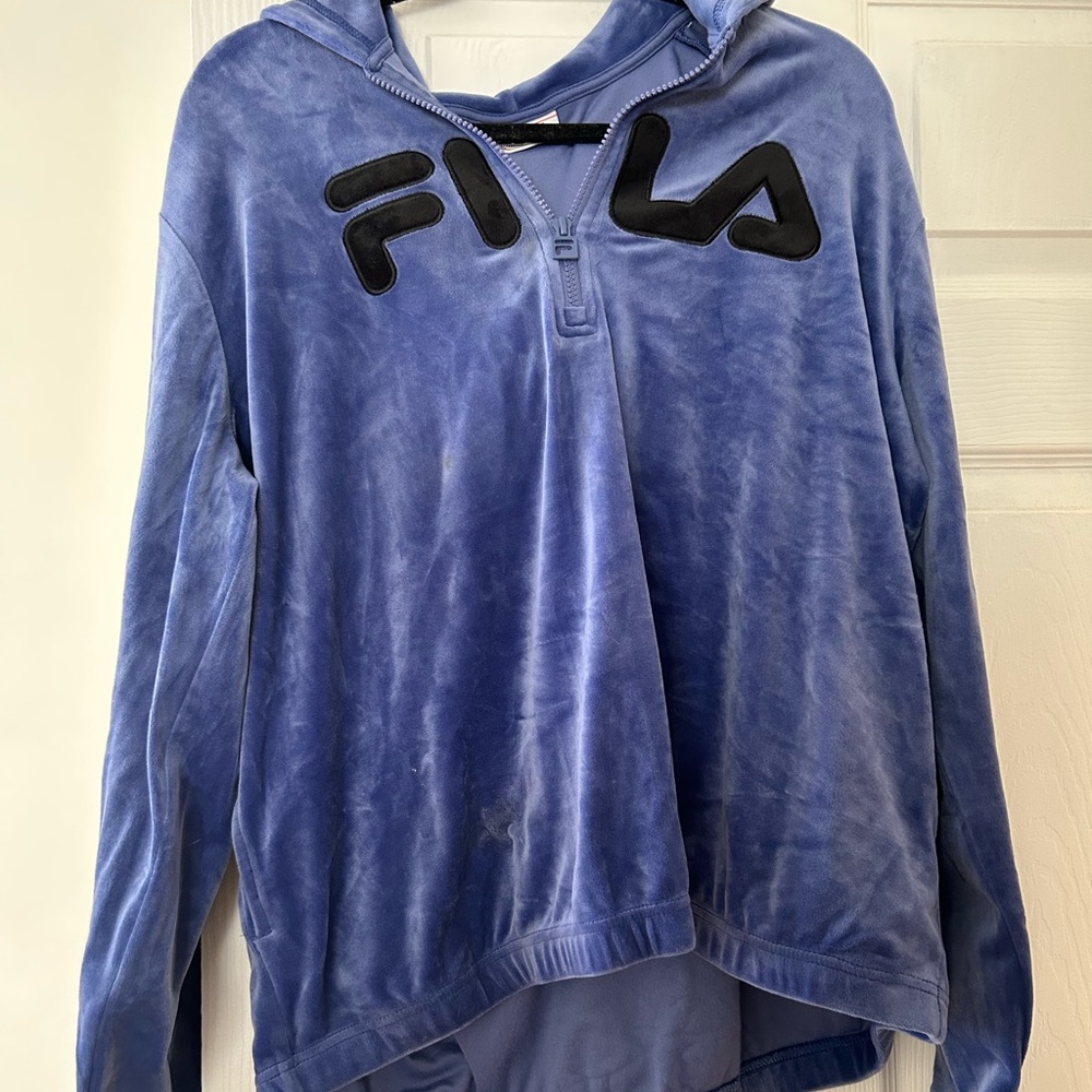 Blue velour FILA hoodie